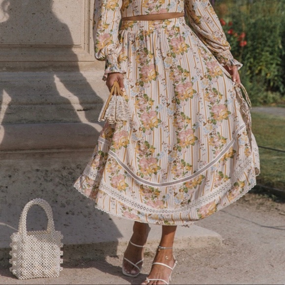 Spell x Lisa Danielle Garden Rose Maxi Skirt S